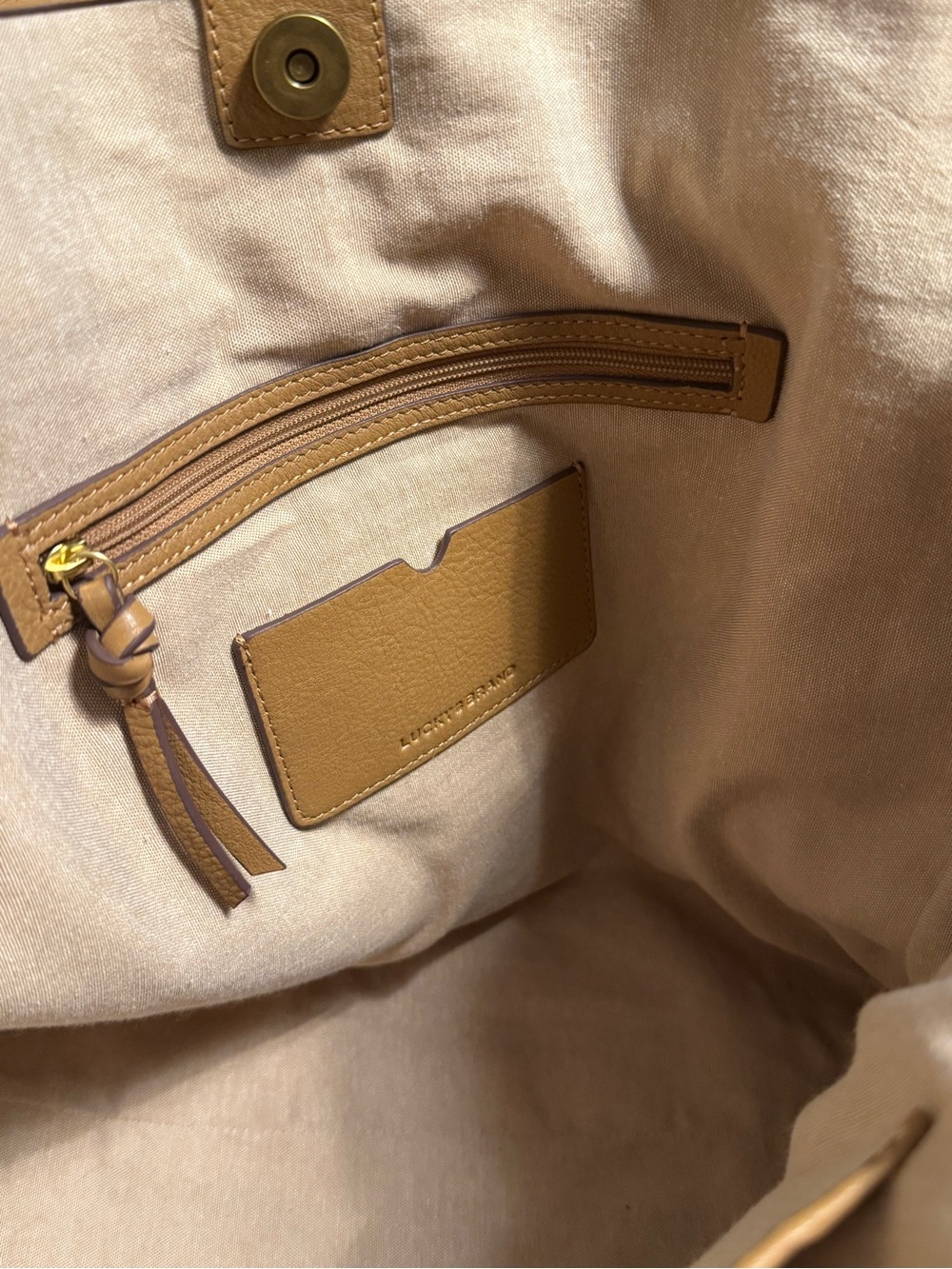 Lucky Brand Mina Tan Leather Tote Boho Chic - Picture 6 of 12